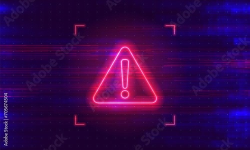 Danger sign. Hacked system or cyber attack. Vector illustration. photo