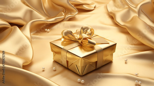 A luxury gold gift, 3d rendering