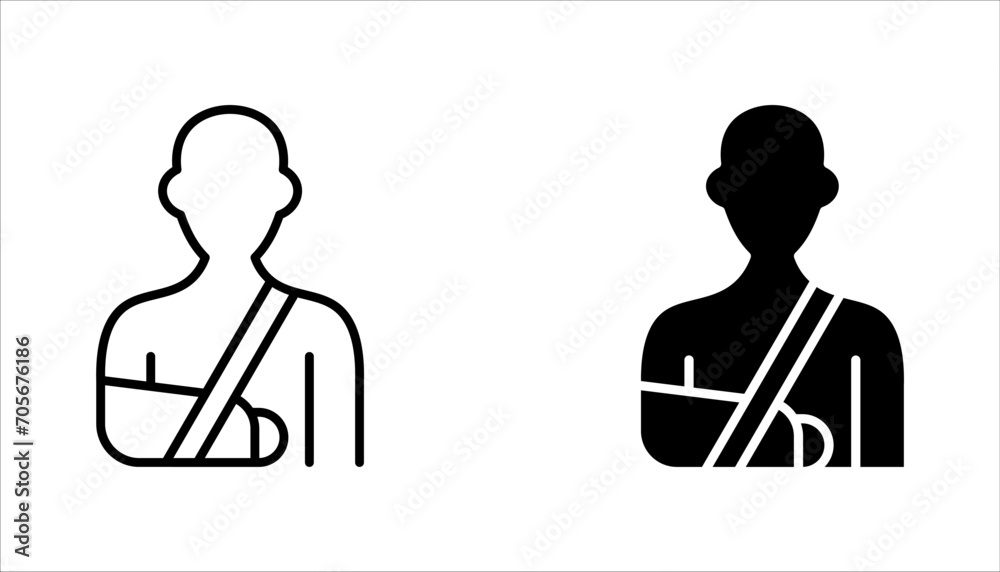 Injured man in bandage. Broken arm icon set. vector illustration on white background Injured man in bandage. Broken arm icon set. vector illustration on white background