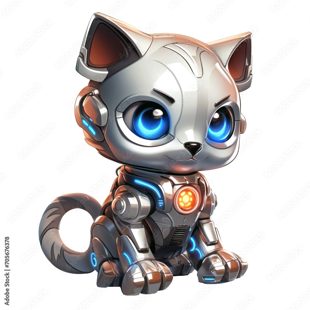 illustration of robot cat cyborg machine character mascot, isolated on transparent background illustration of robot cat cyborg machine character mascot, isolated on transparent background