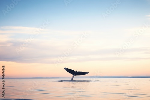 silhouette of whale breach on horizon line © studioworkstock