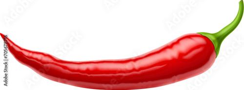 Realistic raw isolated whole chili pepper. 3d vector vibrant, red chilly pod, sleek and fiery, flaunts a slender form, conceals potent heat within, daring taste buds to savor its spicy intensity photo