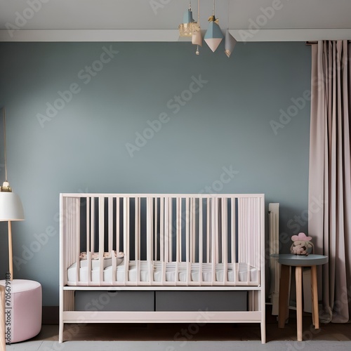 A Scandinavian-inspired nursery with simple furniture and pastel colors1 photo