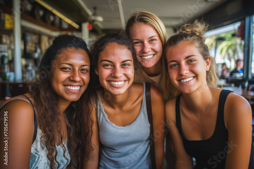 Four Friend Girls Smiling . Lifestyle Concept © MCStock