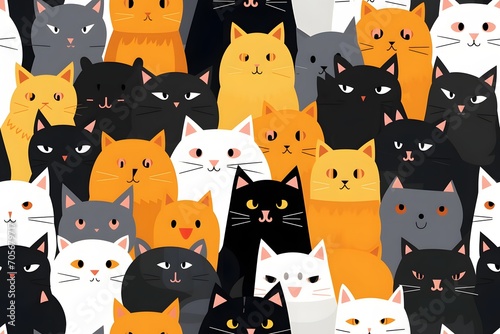Seamless pattern with cute cats