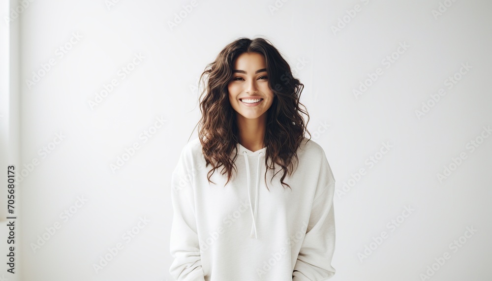 Diseño de ropa de calle. Mujer joven y hermosa con camisa blanca en blanco, listo para su diseño o logotipo. Diseño de ropa de calle. Mujer joven y hermosa con camisa blanca en blanco, listo para su diseño o logotipo.