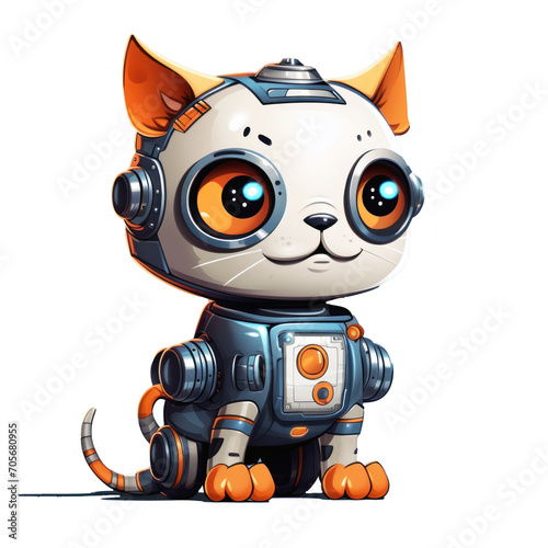 illustration of robot cat cyborg machine character mascot  isolated on transparent background
