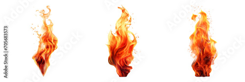 Set of little flame isolated on a transparent background, png.