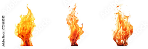 Set of little flame isolated on a transparent background, png.