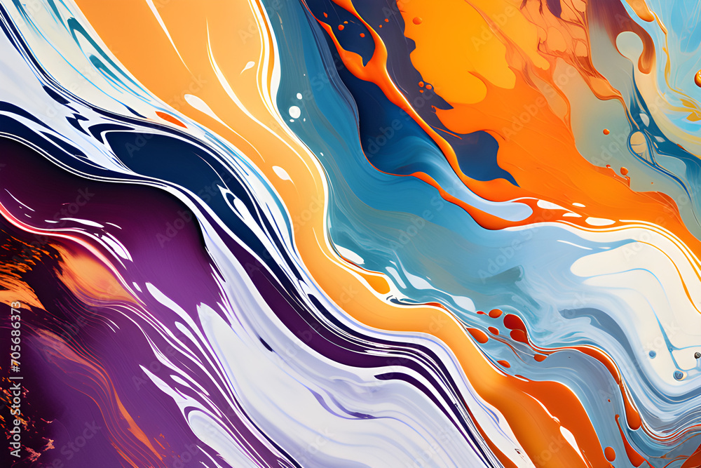 Closeup of abstract oil paint background texture with liquid fluid marbled paper texture banner texture. Generative AI (생성형 AI)