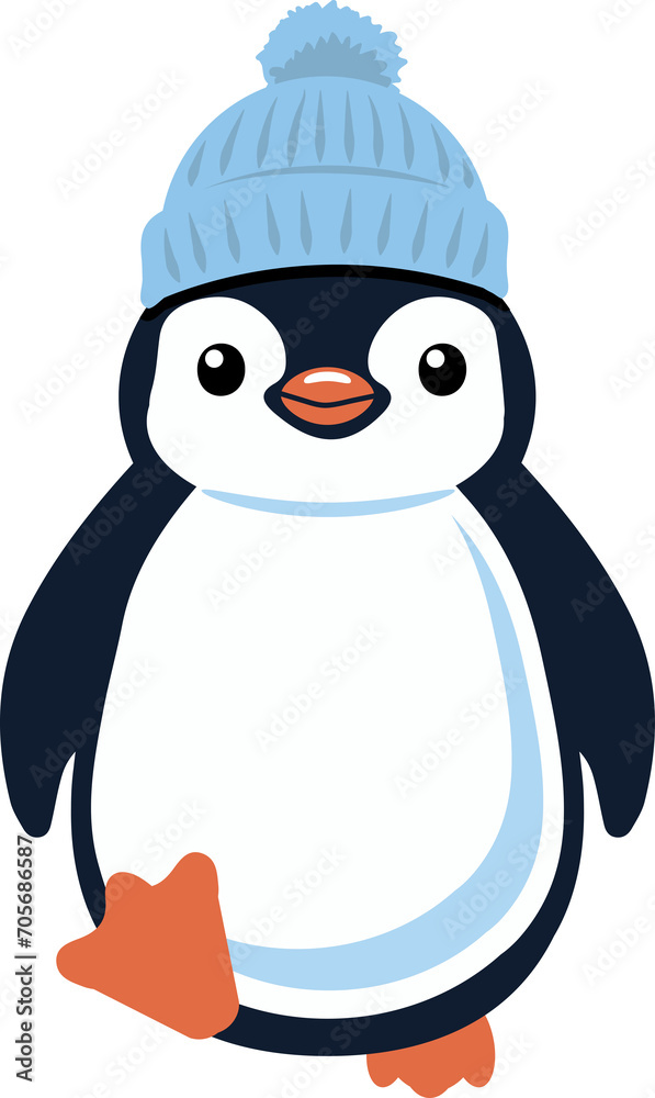 Naklejka premium penguin smiling with hat cartoon