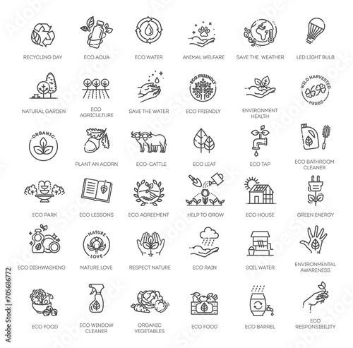 Ecological Succession Icons Pack. Vector collection