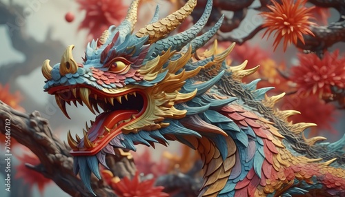 Beautiful fantasy dragon. Year of the Dragon according to the eastern horoscope