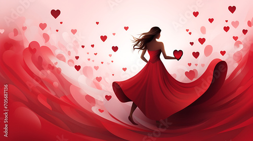 National Wear Red Day vector. Beautiful woman in red dress silhouette vector. Awareness of heart disease. Important day, generative ai