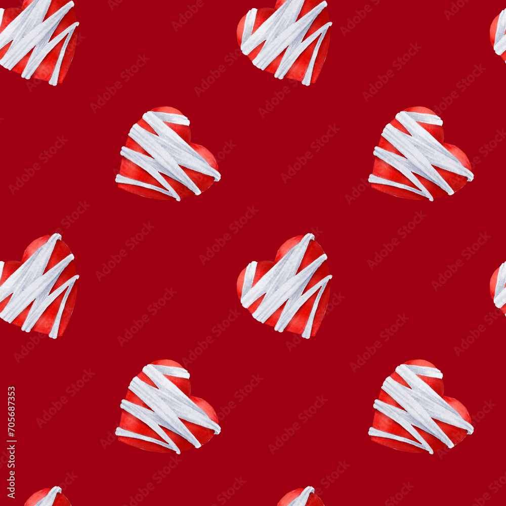 Jointless tiles with andaged Hearts