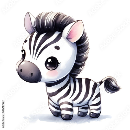 watercolor cute zebra clipart illustration isolated on a white background