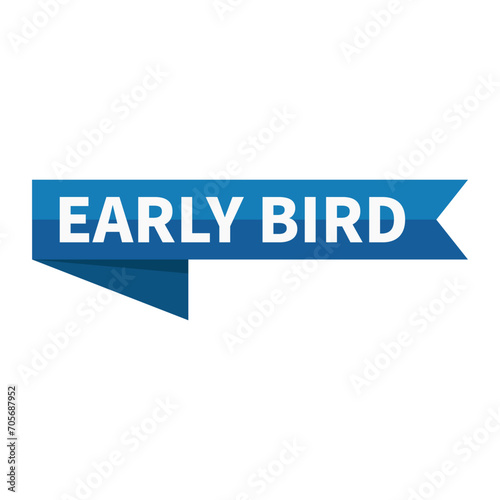 Early Bird Blue Ribbon Rectangle Shape For Information Announcement Promotion Business Marketing Social Media
