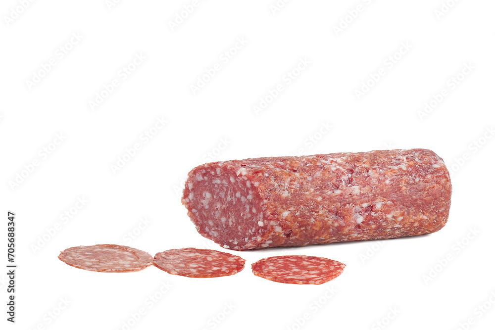 sausage cut on a white background sausage cut on a white background