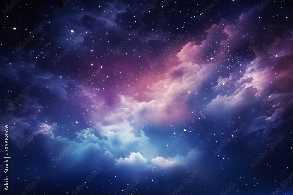 Astrology horizontal star universe background. The night with nebula in the cosmos. Milky way galaxy in the infinity space. Starry night with shiny stars in the gradient sky