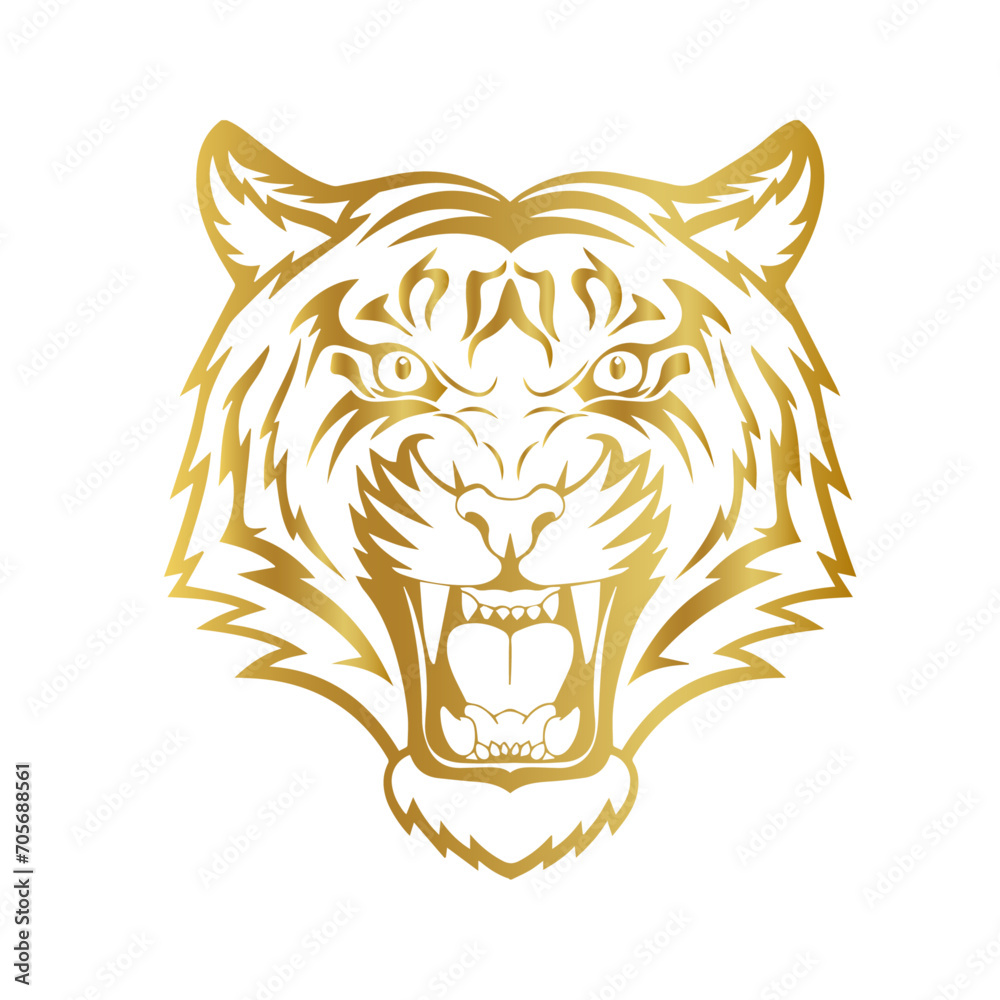 golden tiger vector, golden tiger icon