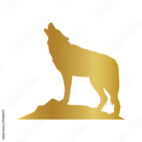 golden wolf on the rock
