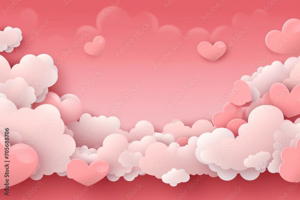 Horizontal banner with pink sky and paper cut cloud