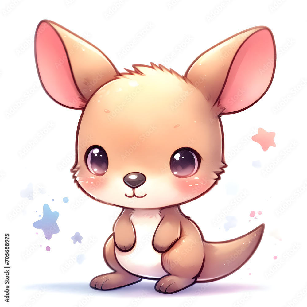 watercolor cute kangaroo clipart illustration isolated on a white background