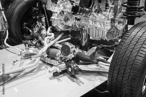 Engine of modern car exhibition