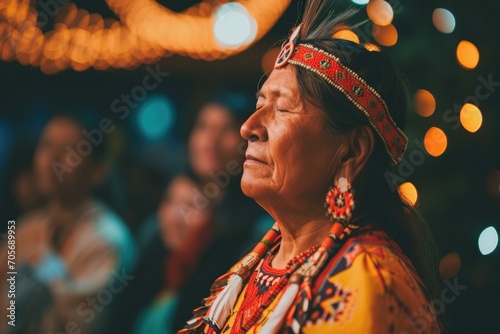 Indigenous Woman in Traditional Attire, Cultural Heritage Concept photo