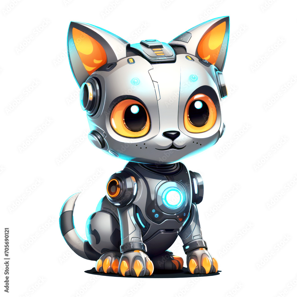 illustration of robot cat cyborg machine character mascot, isolated on transparent background illustration of robot cat cyborg machine character mascot, isolated on transparent background