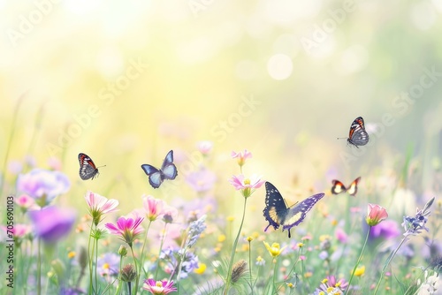 Serene Butterfly Meadow  Springtime Bloom Concept