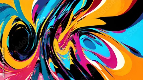 Fluid art texture design. Background with abstract mixing paint effect. Mixed paints for posters or wallpapers. White, blue and golden overflowing colors. Liquid acrylic picture that flows and splashe