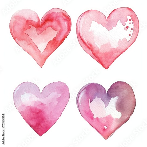 Wallpaper Mural Set watercolor heart symbol of love isolated white background Torontodigital.ca