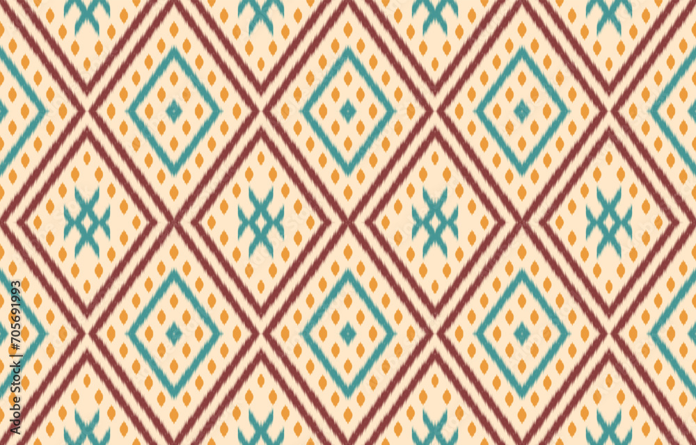 Ethnic abstract ikat art. Aztec ornament print. geometric ethnic pattern seamless  color oriental.  Design for background ,curtain, carpet, wallpaper, clothing, wrapping, Batik, vector illustration.