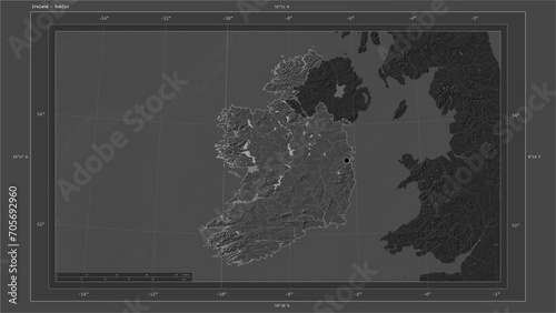 Photography Ireland composition. Bilevel elevation map