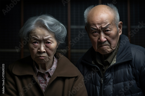 怒っている日本人の老夫婦 photo