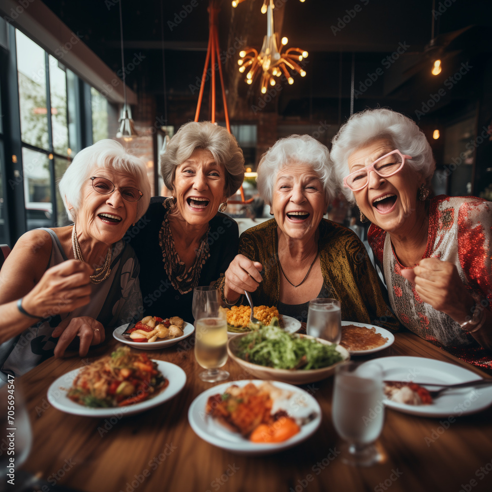 Smiling multigenerational family enjoying a delicious meal together at home Smiling multigenerational family enjoying a delicious meal together at home