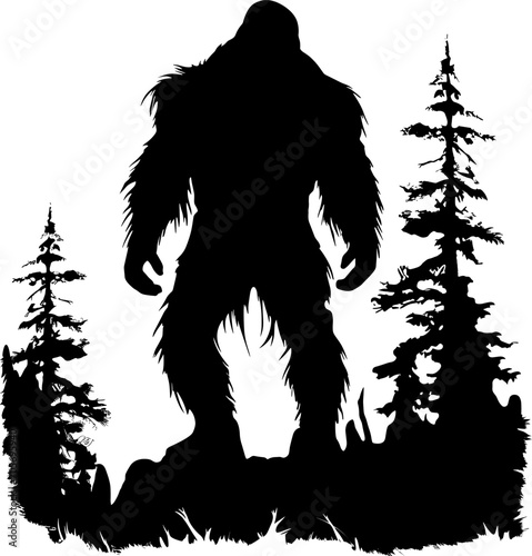 Bigfoot silhouette t shirt design. Vector illustration. AI generated illustration.