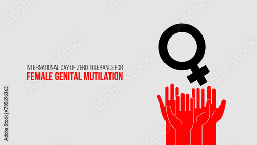  International Day of Zero Tolerance for Female Genital Mutilation. 6th February. Template for Banner, Greeting card, Poster Background. Vector illustration