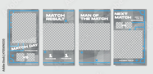 Sport story post template , Football Match day , Full time , Next match Best player