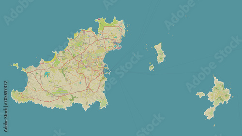 Obraz na płótnie Guernsey outlined. OSM Topographic Humanitarian style map