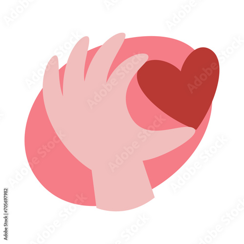Heart in a hand. St Valentine's Day flat style vector illustration