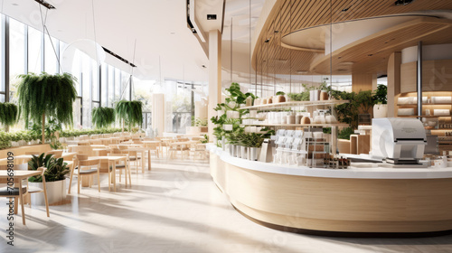 Empty Info Desk Mockup in Modern Shopping Mall - Retail and Hospitality