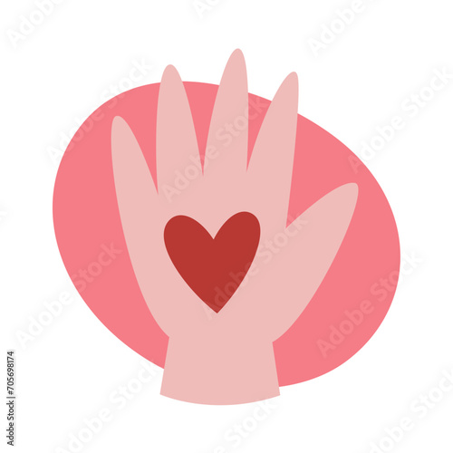 Heart in a hand. St Valentine's Day flat style vector illustration