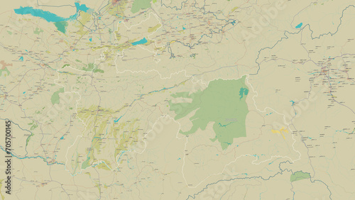 Tajikistan outlined. OSM Topographic Humanitarian style map