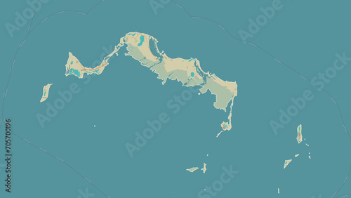 Turks and Caicos Islands outlined. OSM Topographic Humanitarian style map photo