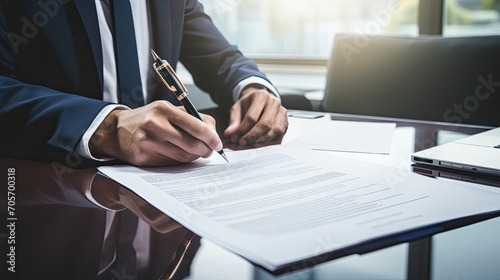  Mortgage underwriter reviewing financial documents for loan approval