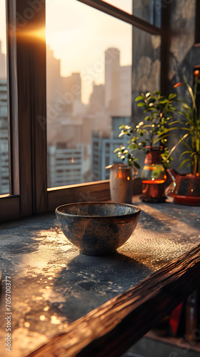 beautiful vessel on display against the light