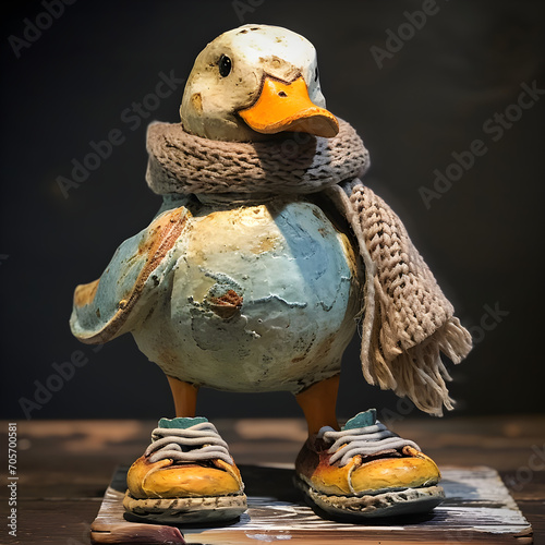decoration duck wearing scarf