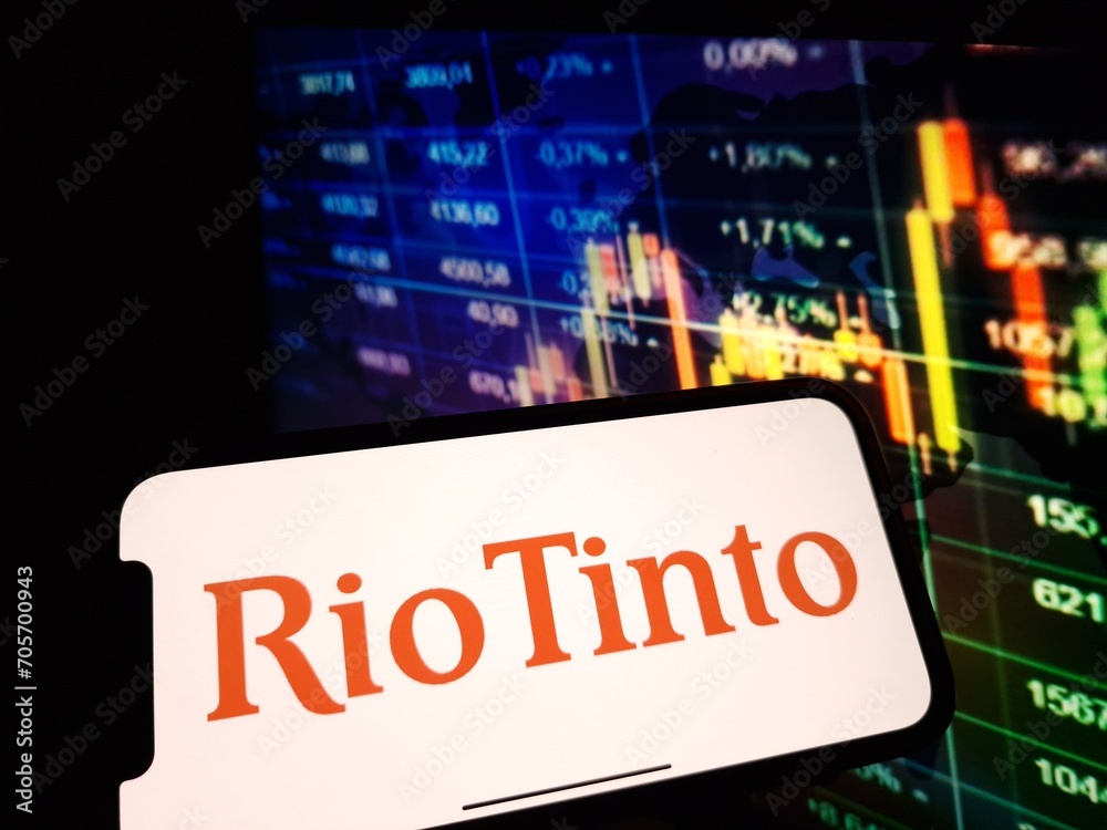 Konskie, Poland January 07, 2024 Rio Tinto company logo displayed on